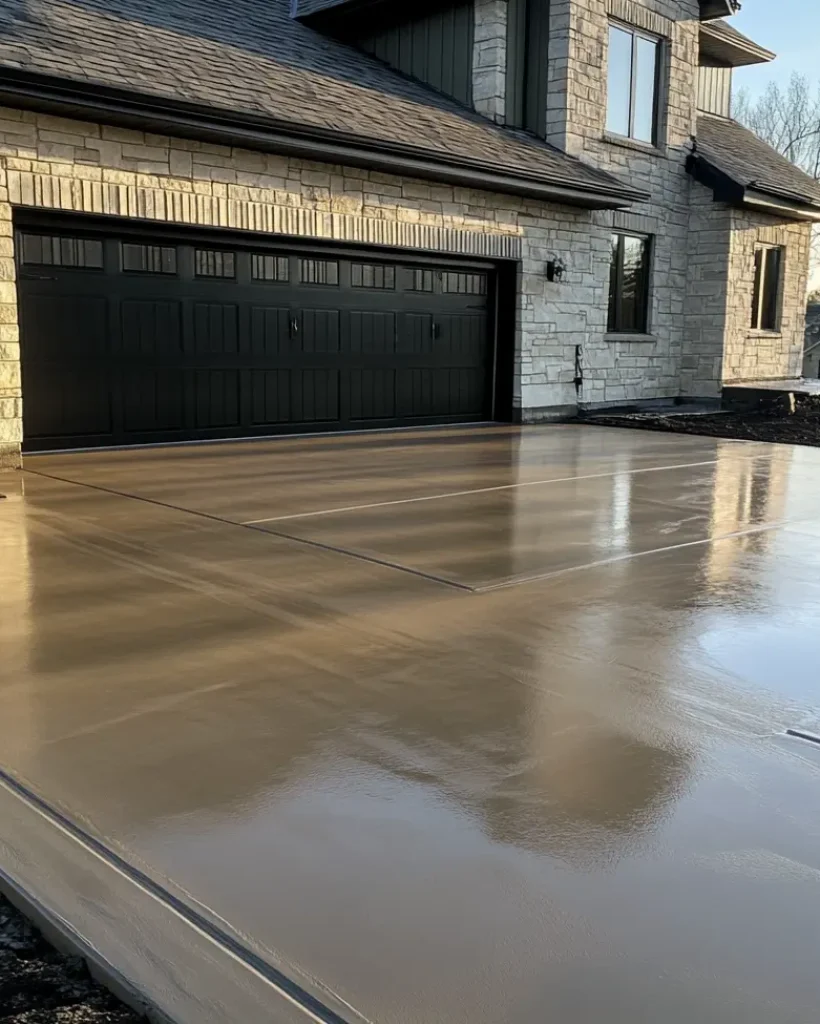3 car garage driveway poured in brighton