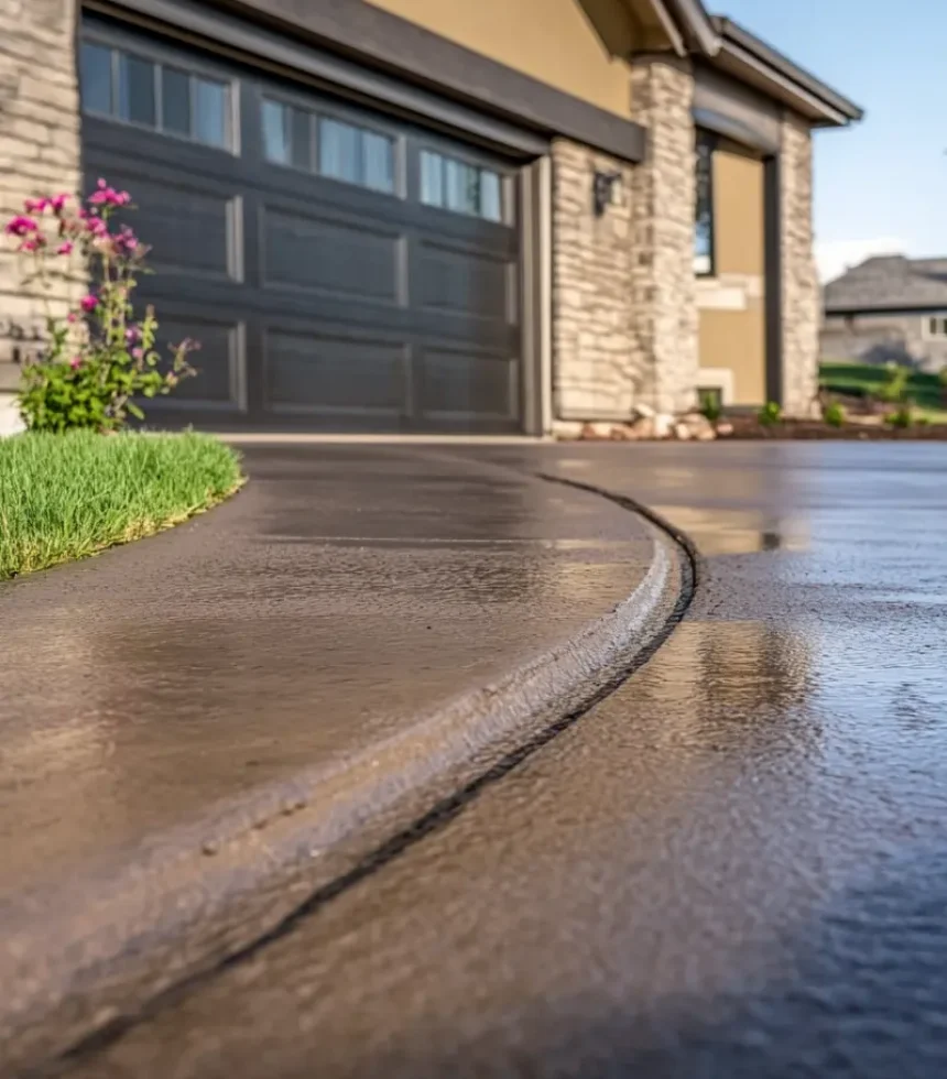 closeup view of concrete poured on driveway in brighton