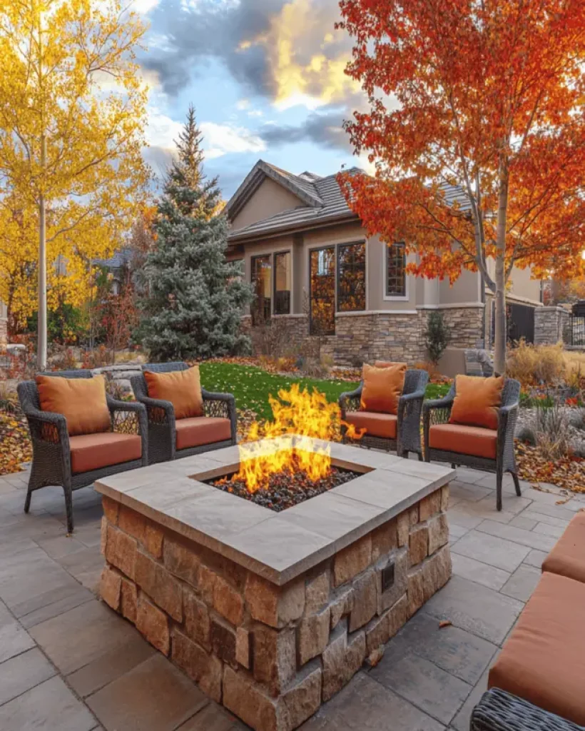 firepit in the fall season